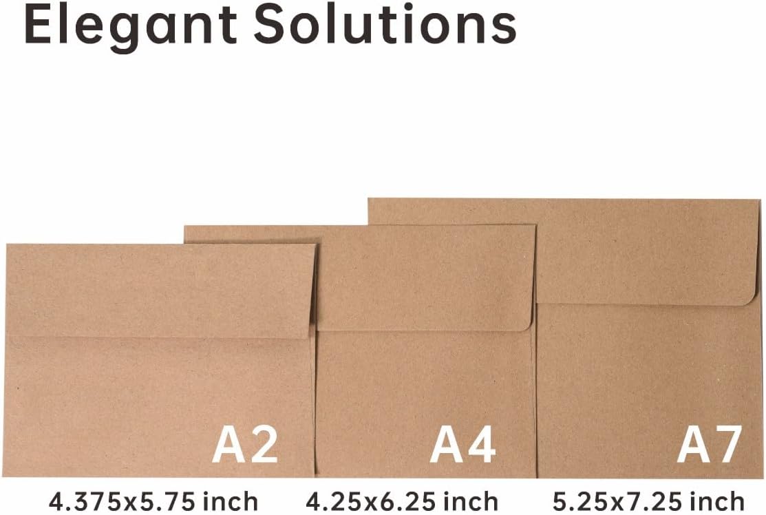 Keketer A2 Kraft Envelopes 80 Pack Self - Seal, for 5x7 Cards, Weddings, Invitations, Baby Shower 4.375 x 5.75 Inches