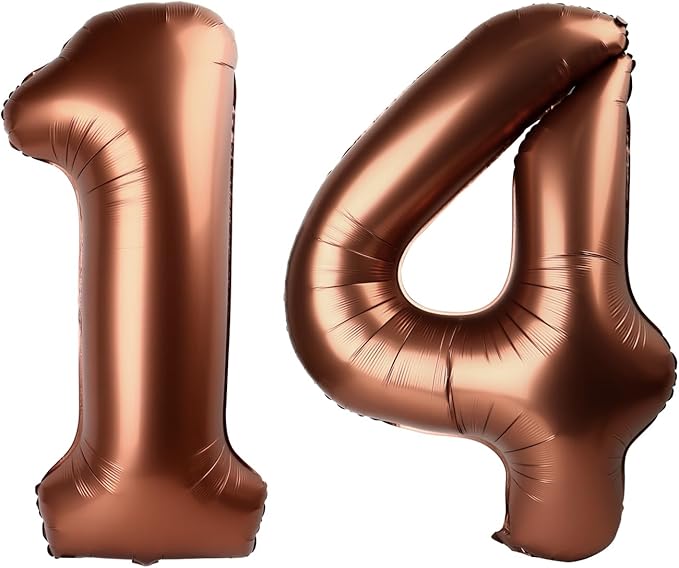 Dark Brown Number 14 Balloon 40 inch, Coffee Brown 14 Number Balloons, 14th Birthday Decorations, Chocolate 14 Year Old Girls Boys Party Supplies
