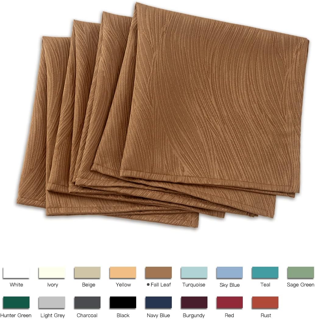maxmill Fall Cloth Napkins 20 x 20 Inch Swirl Pattern Soft Comfortable and Luxury Serviette for Harvest Thanksgiving Family Dinners Weddings Parties and Banquets Set of 4 Pieces, Fall Leaf