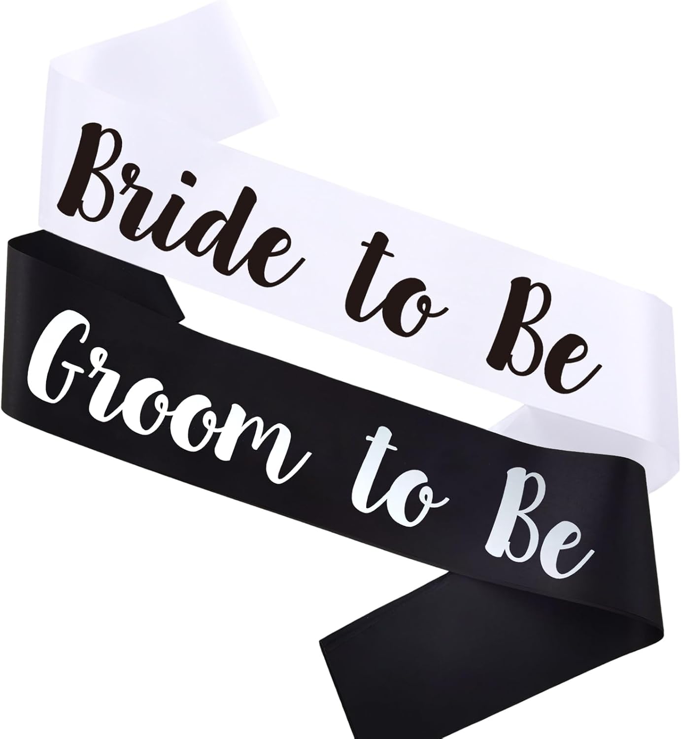 2 PCS Bride to Be and Groom to Be Sash, Black & White Bachelorette Sashes for Bridal Shower Bachelorette Party Engagement Gifts