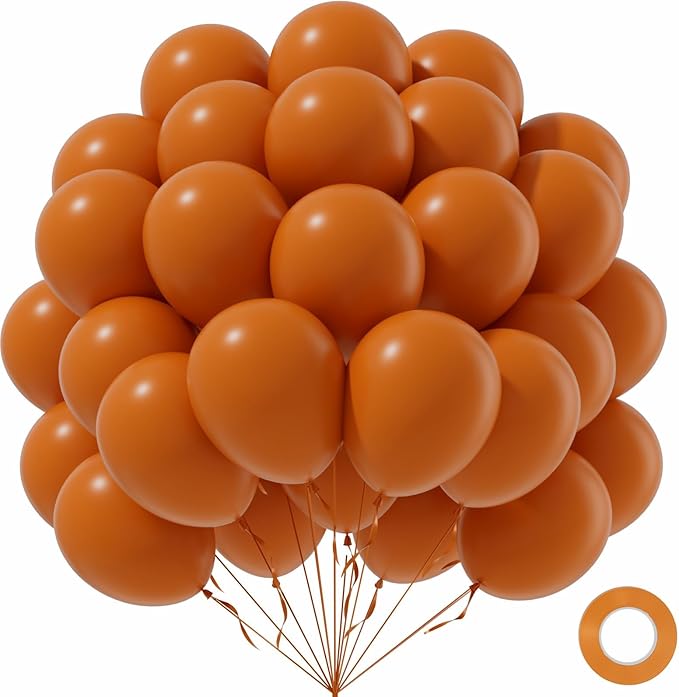 Burnt Orange Balloons 12inch, Burnt Orange Latex Balloons 50pcs Party Balloon for Fall Themed Bridal Baby Shower Wedding Graduation Birthday Party Decorations