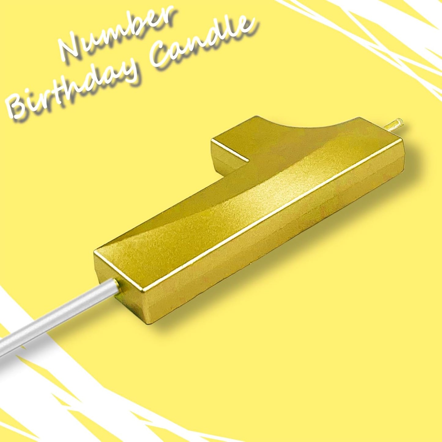 Gold Number 1 Candles, 3D Diamond 2.76 Inch Cake Topper Birthday Candles for Wedding Anniversary Cake Decorations, Happy Birthday Party Decorations