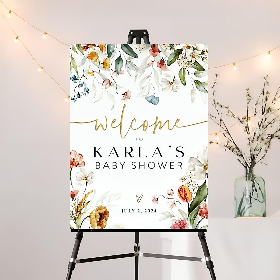 Editable Wildflower Baby Shower Signs, Personalized Flowers Baby Shower Welcome to Party, Bloom Florals Baby Shower Welcome Sign, Printable Spring Flowers Shower Sign Decor, Plastic Sign.