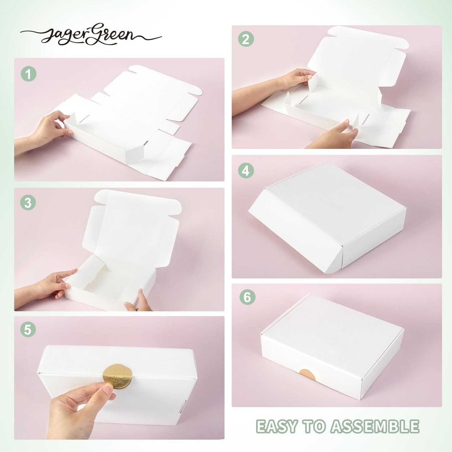 White Gift Box with Lid, 8.6x6.7x2.1 Inches Small Collapsible Gift Boxes with Seal Stickers for Birthday, Valentine’s Day, Bridesmaid Proposal, Wedding, Party Favor, Presents (Pack of 10)