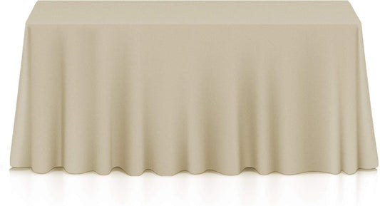 Lann's Linens - 90" x 156" Premium Tablecloth for Wedding/Banquet/Restaurant - Rectangular Polyester Fabric Table Cloth - Beige