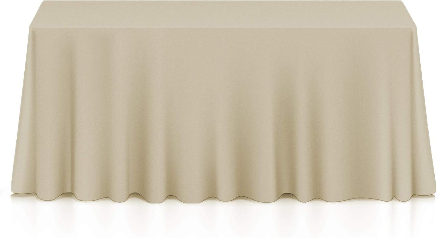 Lann's Linens - 90" x 132" Premium Tablecloth for Wedding/Banquet/Restaurant - Rectangular Polyester Fabric Table Cloth - Beige
