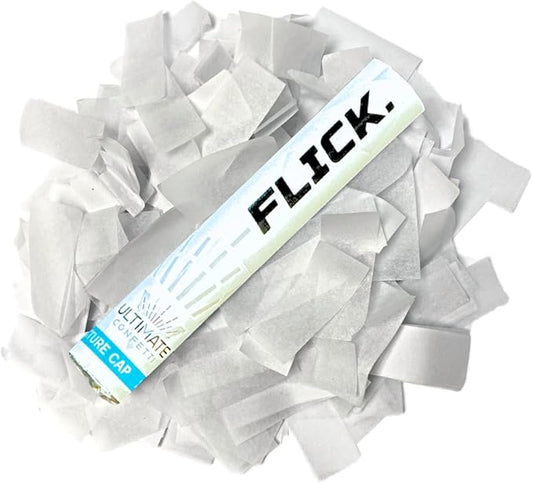 Ultimate Confetti - 8 Pack White Confetti Wands - Handheld 6" Biodegradable Tissue Paper Confetti Flick Flutter Sticks For Wedding, Birthday, Parties & Live Events - 1 Handful, 0.5 oz Each Stick