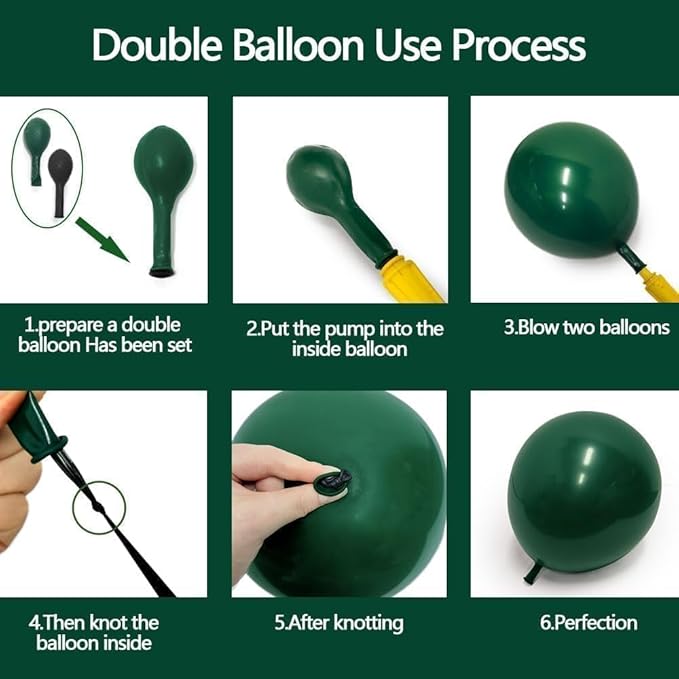 Emerald Green Gold Balloons Garland Double Stuffed Dark Green Gold Balloons Hunter Forest Metallic Arch Kit for Birthday Baby Shower Jungle Graduation Party Decorations