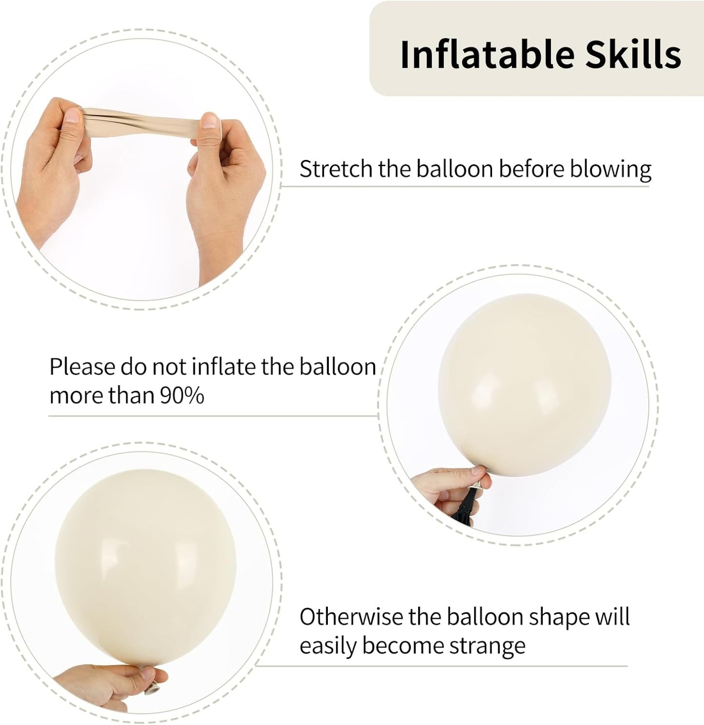 RUBFAC 92pcs White Sand Balloons Different Sizes 18 12 10 5 Inch for Garland Arch White Cream Beige Balloons for Happy New Year Decorations 2024 Birthday Party Graduation