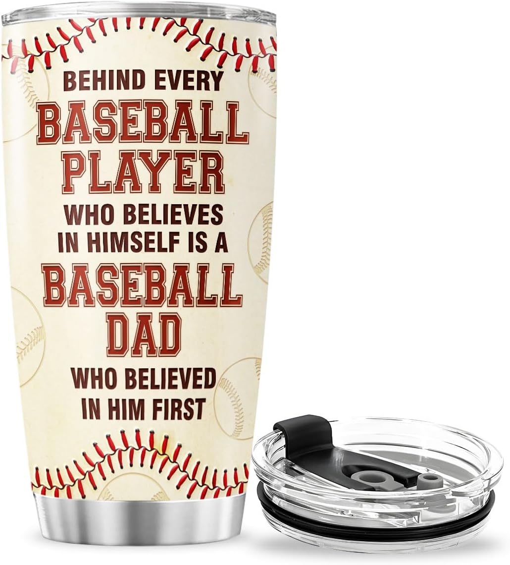 For Cup Fathers Tumblers Day Women Coffee, Tumbler 20 Oz With Lid And Straw, Baseball Gifts, Baseball Player Dad