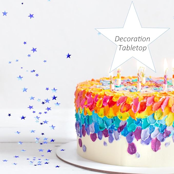 Ruidee 60g Star Confetti Metallic Foil Stars Table Confetti Metallic Foil Stars Sequin for Halloween Birthday Wedding Festival Party DIY(ZX/Blue)