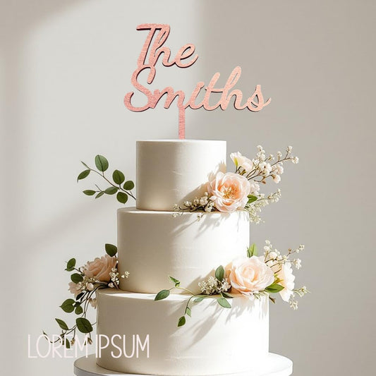 Custom Name Wedding Cake Topper, Personalized Bride and Groom Decoration, Rustic Wedding, Anniversary, Briday Shower Decor (The (Name))