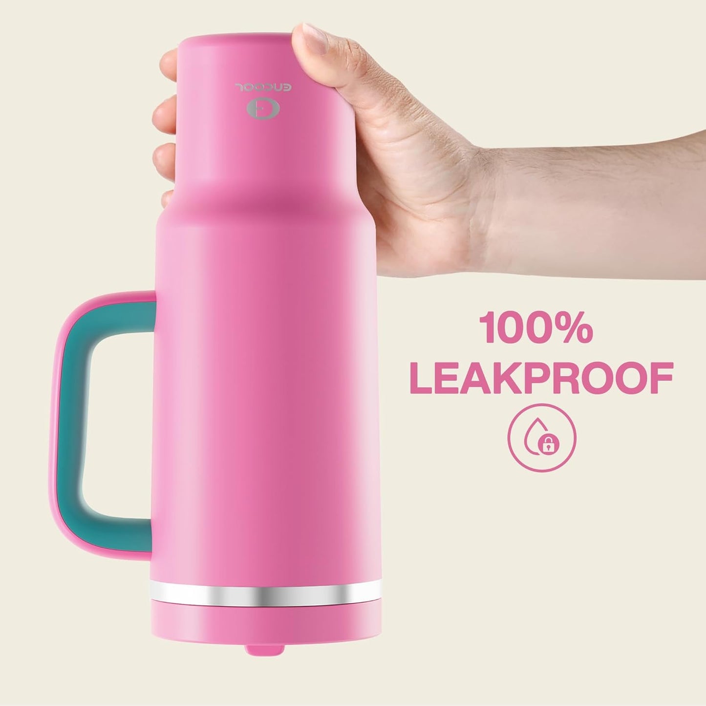 40 oz Tumbler with Handle and Straw: Stainless Steel Insulated Tumbler Keeps Cold for 24 Hours, Leakproof Travel Cup Fits in Cup Holder and BPA-Free,Light Crimson