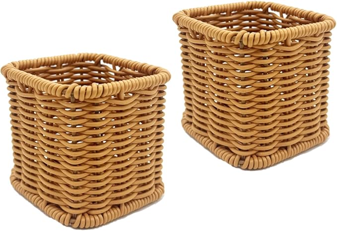 Rattan Pencil Holder, Handmade Woven Pen cup, Remote Control Holder, Utensil Cutlery,Desk Accessories (2)