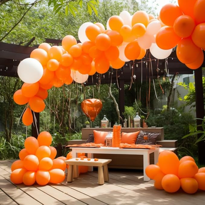 RUBFAC 120pcs Balloons for Birthday Baby Shower Graduation Anniversary Wedding Party Supplies Garland Arch Decoration,12 Inches,Orange