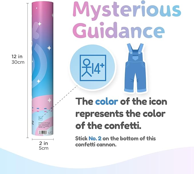 12Inches 4Pcs Gender Reveal Confetti Cannon - Biodegradable Powder & Heart Shaped Confetti Poppers - Blue, 4 Pack - Baby Boy Gender Reveal Smoke Bombs - Powder Cannon Party Poppers Blue Party Supplies
