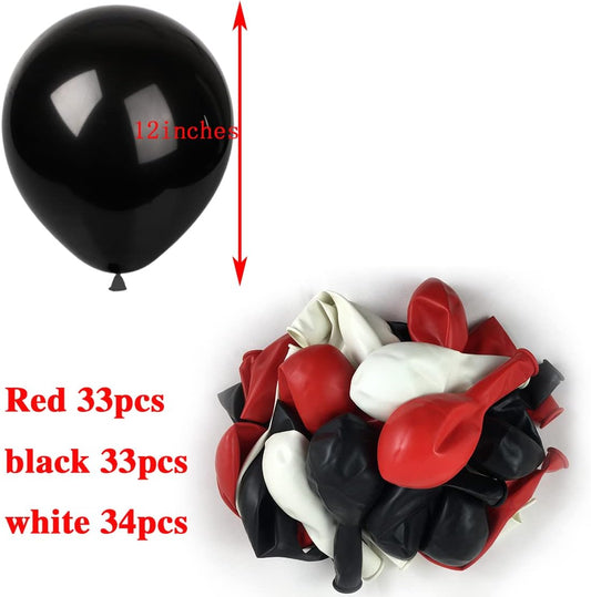 KADBANER Black White Red Balloons,100 Pack 12 Inch Latex Balloons