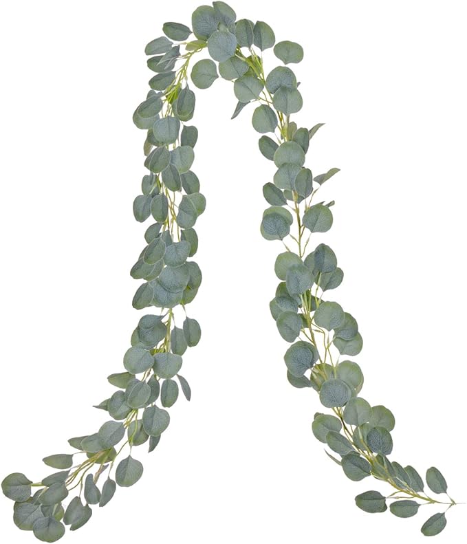DearHouse Artificial Eucalyptus Garland Faux Silk Eucalyptus Leaves Vines Handmade Garland Greenery Wedding Backdrop Arch Wall Decor