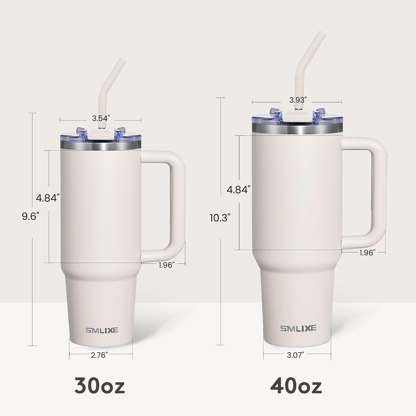 30 oz Tumbler with Handle, Tumbler with Lid and Straw, Double Wall Vacuum Insulated Travel Mug Stainless Steel Tumbler for Hot and Cold, Cupholder Friendly (Almond Birch)