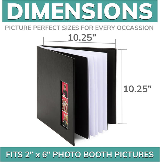 PBF (5 Pack) Photo Booth Album, Guest Book with 2x6 Clear Picture Inserts, Black Cover with Plastic Sleeves & White Pages, Scrapbook Album for Photo Strips, Memory Book, Wedding, and Baby Showers