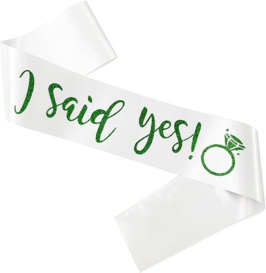 I Said Yes Sash,Future Mrs Sash Engagement Party SashBachelorette Party Sashes, Bridal Shower Sash for Bride to Be,Green
