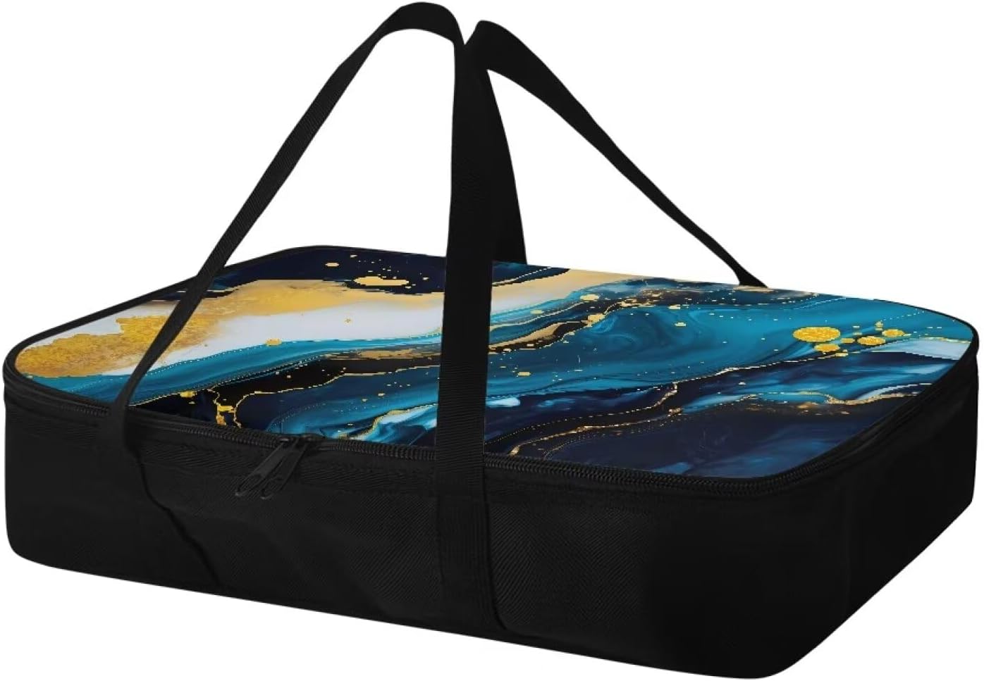 Marble Print Insulated Casserole Carriers Lasagna Holder Tote Reusable Hot Cold Food Carrier with Heat Resistant Lining for Hot or Cold Food Travel Potluck Parties Picnic Cookouts Beach