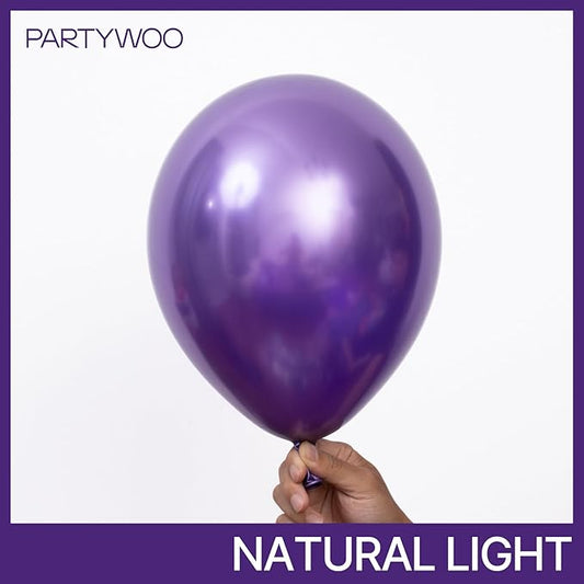 PartyWoo Metallic Purple Balloons 85 pcs Different Sizes of 18 12 10 5 Inch Chrome Purple Latex Helium Balloon Arch Kit Garland for Mardi Gras Wedding Birthday Party Decorations Purple-G105