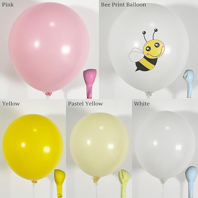 146PCS Bee Balloon Arch Garland Kit with Yellow Pastel Pink White Daisy Balloons for Girls Bee Birthday Decorations, Mothers Day Party, Bear Baby Shower, Flower or Groovy Theme Decor