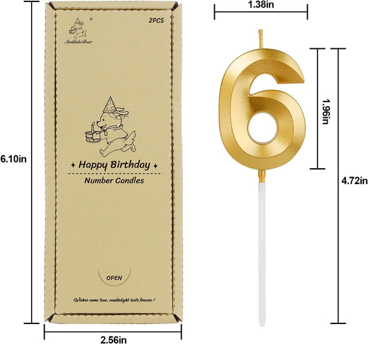 Birthday Candles, 1.96 Inch Number 60 Happy Birthday Candles, Number Candles Decoration for Birthday Party and Anniversary Celebration(Champagne Gold)