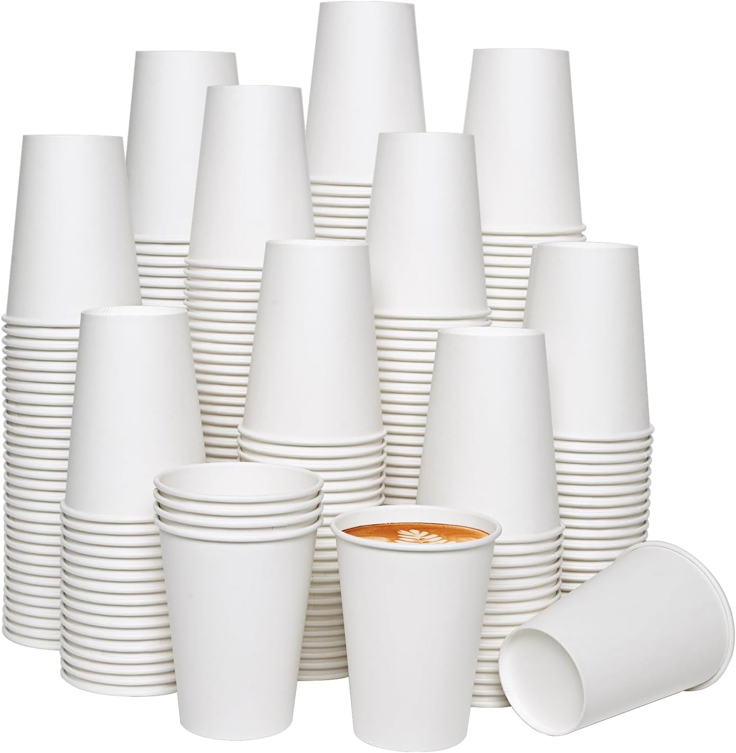 JOLLY CHEF 1000 Pack Disposable Paper Coffee Cups 12 oz Hot Beverage Cups for Party, Office, Home, Travel and More