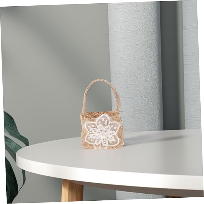 BESPORTBLE 6pcs Mini Burlap Flower Girl Baskets Floral Candy Bags Rustic Party Favor Bags for Wedding Ceremony Decorations