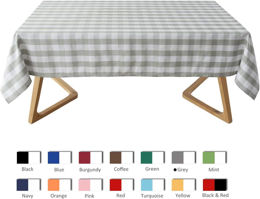 maxmill Square Checkered Tablecloth Water Resistance Antiwrinkle Spillproof Heavy Weight Gingham Table Cloth Buffalo Plaid for Buffet Banquet Parties Holiday Dinner 70 x 70 Inch Grey and White