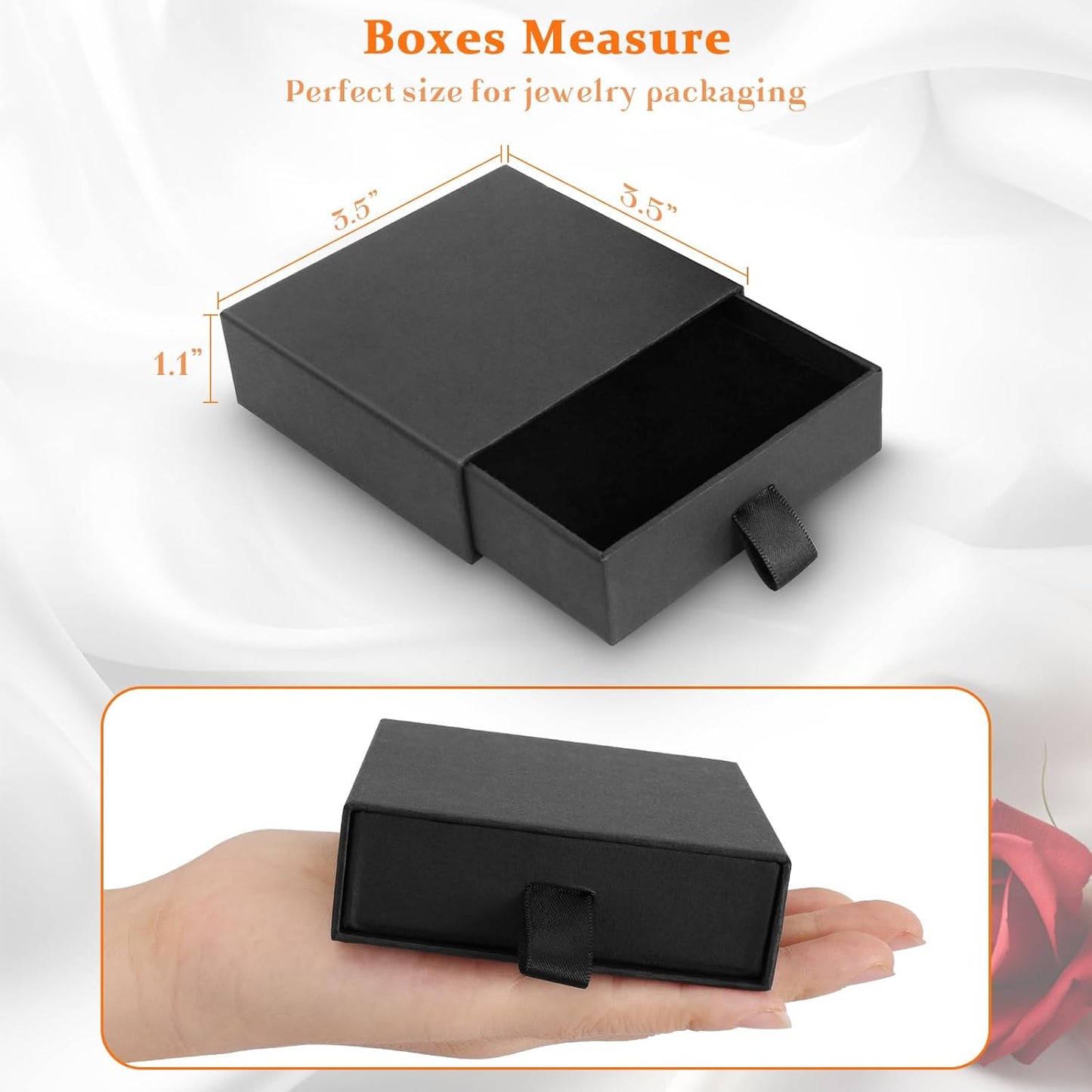 Jewelry Box, 5Pcs Jewelry Boxes for Women 3.5×3.5x1 Inch Jewelry Gift Box, Cardboard Jewelry Gift Necklace Ring Earring Jewelry Box (Black)