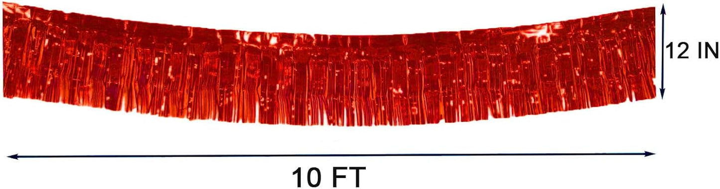6 Packs 10 Feet Foil Fringe Garland Metallic Foil Tinsel Fringe Garland Wall Hanging Fringe Banner for Parade Floats, Wedding, Christmas，Birthday Party Halloween Decor (Red)