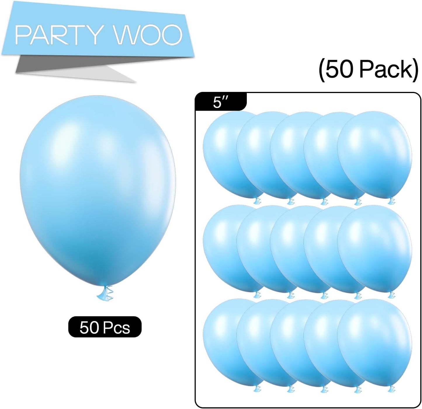 PartyWoo Light Blue Balloons 50pcs 5 Inch Small Mini Baby Pastel Sky Aqua Blue Balloons for Graduation Baby Shower Gender Reveal Weddings Anniversary Birthday Bachelorette Party Decorations Blue-Y4