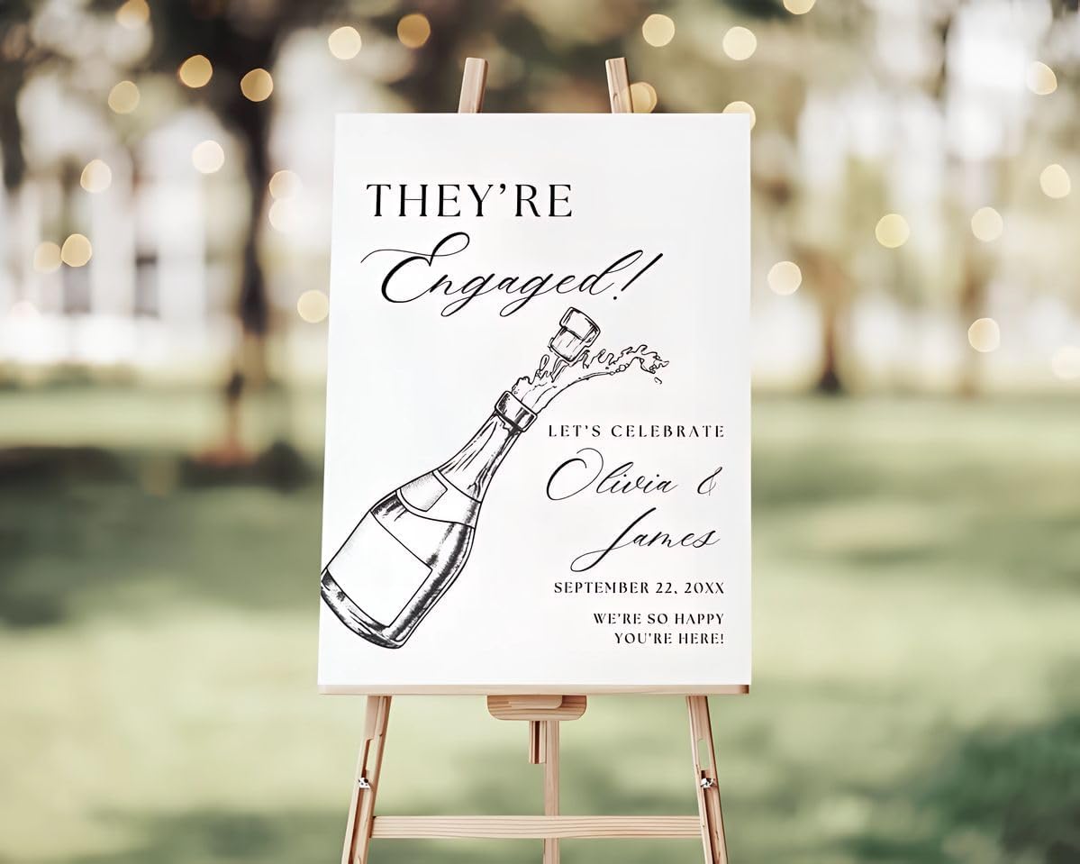 Engagement Party Welcome Sign Modern Minimalist Champagne