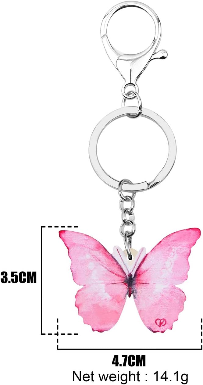 BONSNY Morpho Menelaus Butterfly Key Chains for Women Car Purse Bag Rings Pendant Charms