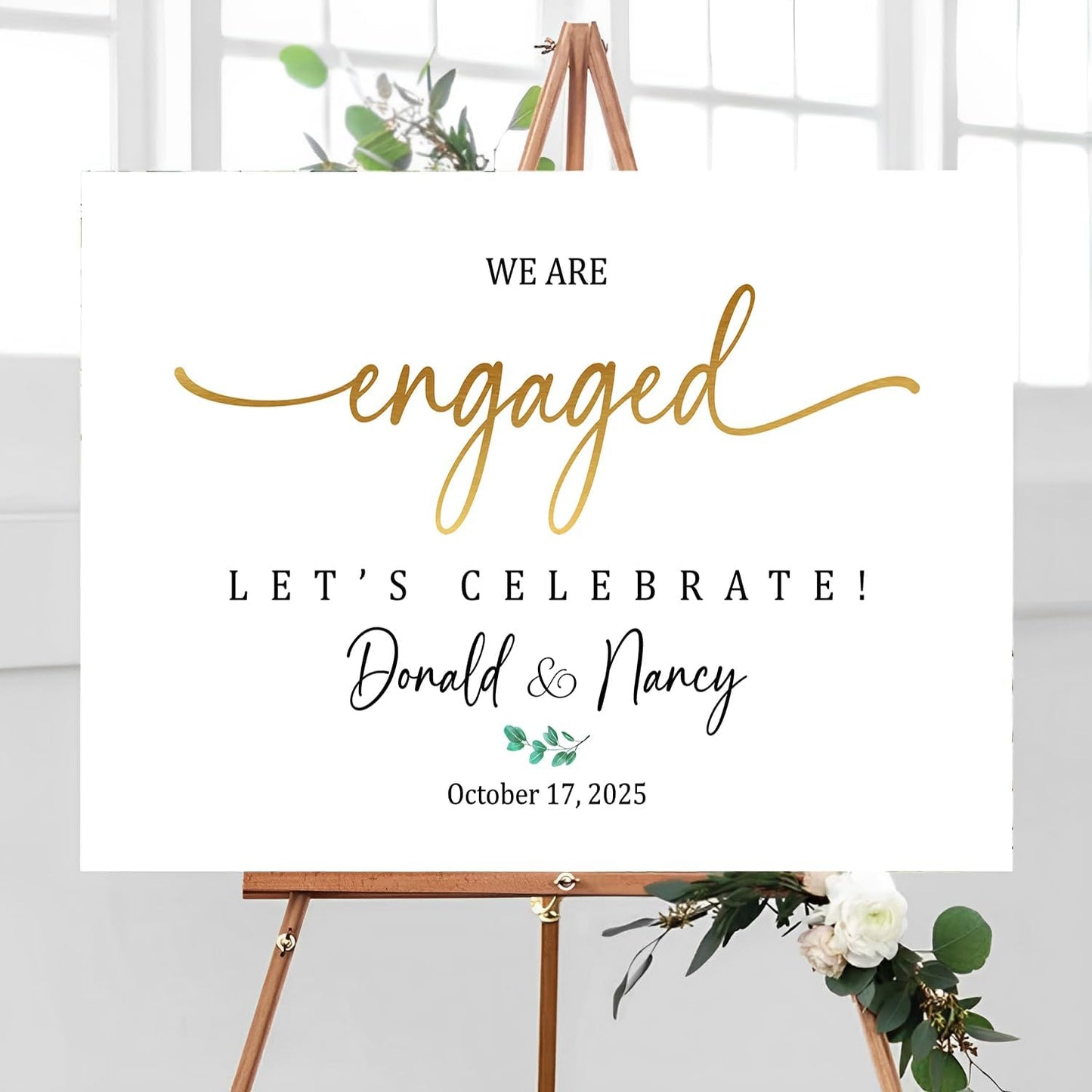 We Are Engaged Sign - Celebrate Engagement Welcome Sign, Decorations for Party