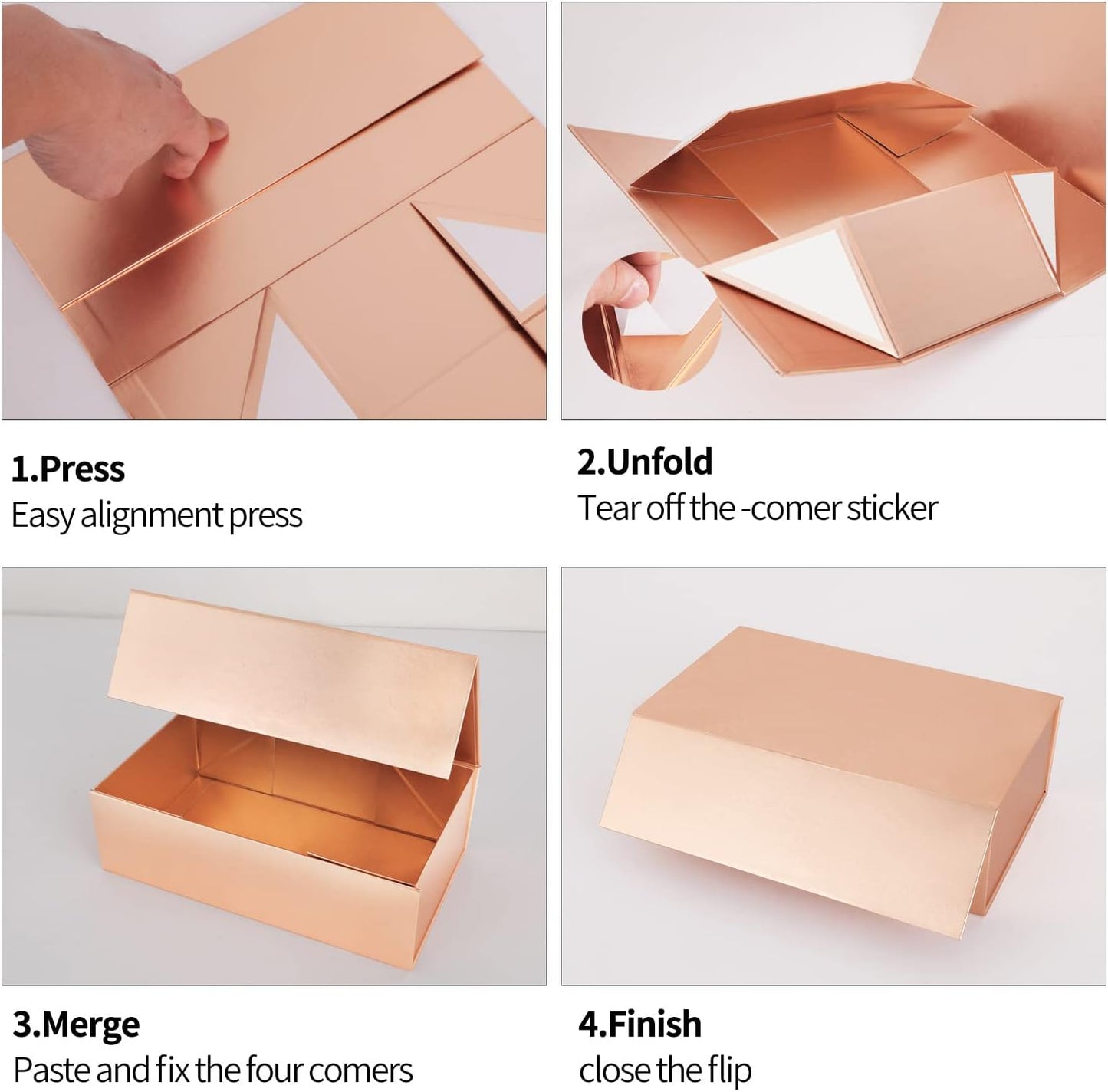Gift Box 12" x 6" x 4" with Magnetic Closure Lid Gifts Boxe for Presents,Bridesmaid Gifts Boxes,Cute Box,Birthday Gift Boxe,Luxury for Gifts Packaging, Magnetic Gift Boxes for Wrapping Gifts (Rose Gold)