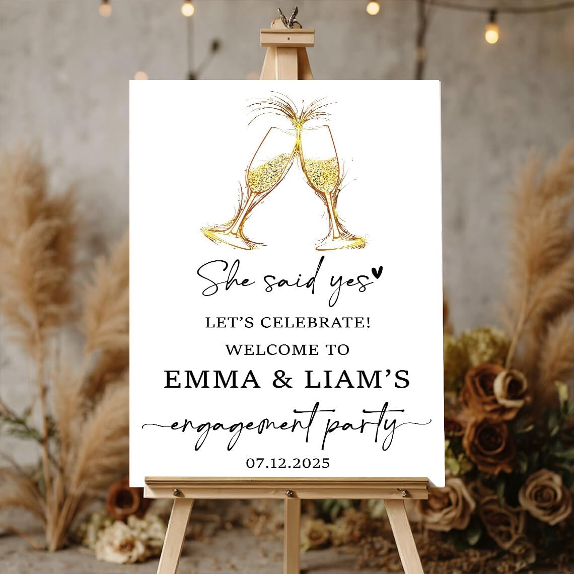 Champagne Engagement Welcome Sign, Engagement Party Welcome Sign, She Said Yes, We're Engaged Decorations, Engaged Signs, Personalized Engagement Party Signs