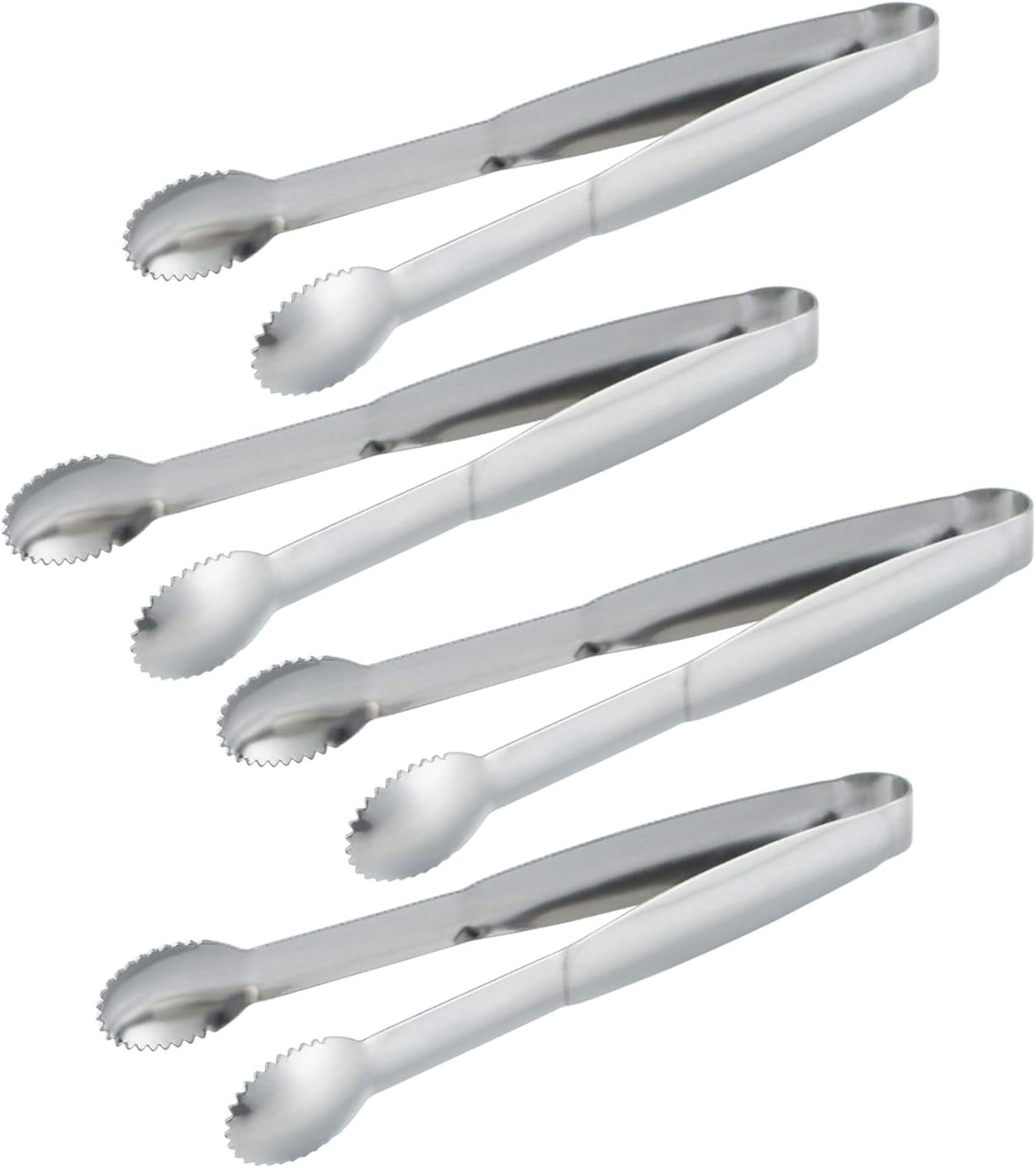 MSY BIGSUNNY 6" Premium Stainless Steel Sugar Cube Tongs Ice Tongs, Mini Serving Tongs Appetizers Tongs - Set of 4 (Silver)
