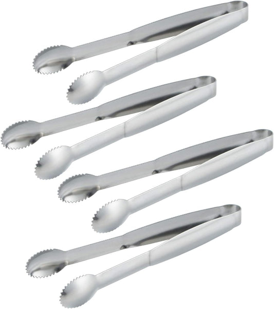 MSY BIGSUNNY 6" Premium Stainless Steel Sugar Cube Tongs Ice Tongs, Mini Serving Tongs Appetizers Tongs - Set of 4 (Silver)