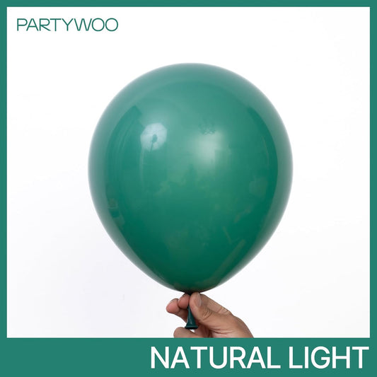 PartyWoo Dark Green Balloons 50 pcs 12 Inch and 120 pcs 5 Inch Hunter Emerald Forest Green Latex Helium Balloons for Graduation Christmas Mardi Gras Jungle Safari Birthday Party Decorations Green-F14