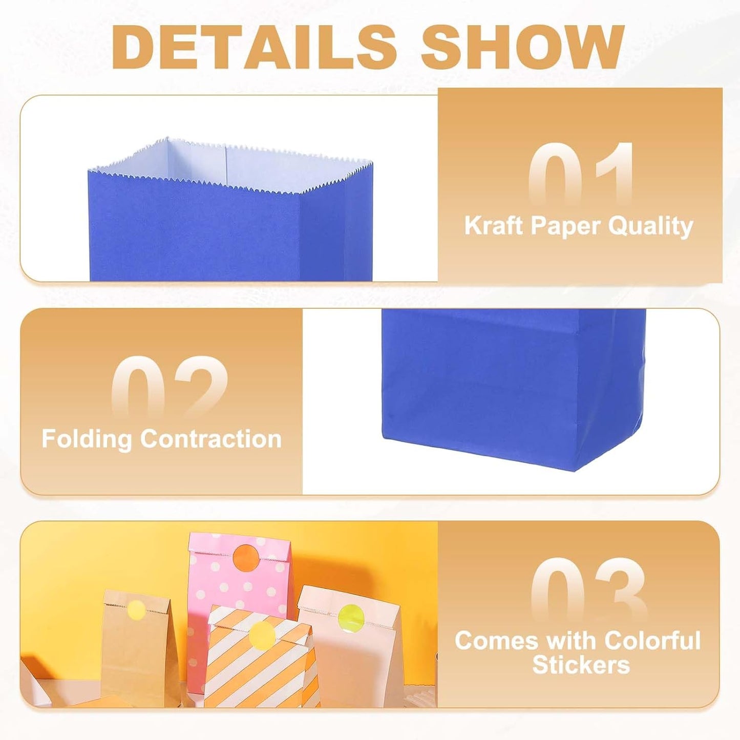 PATIKIL Party Favor Bag, 24 Pcs 3.5x2.4x7.1 Inch Mini Paper Candy Bags Gift Treat Celebration Halloween Goody Birthday Wedding Party with Stickers, Navy Blue