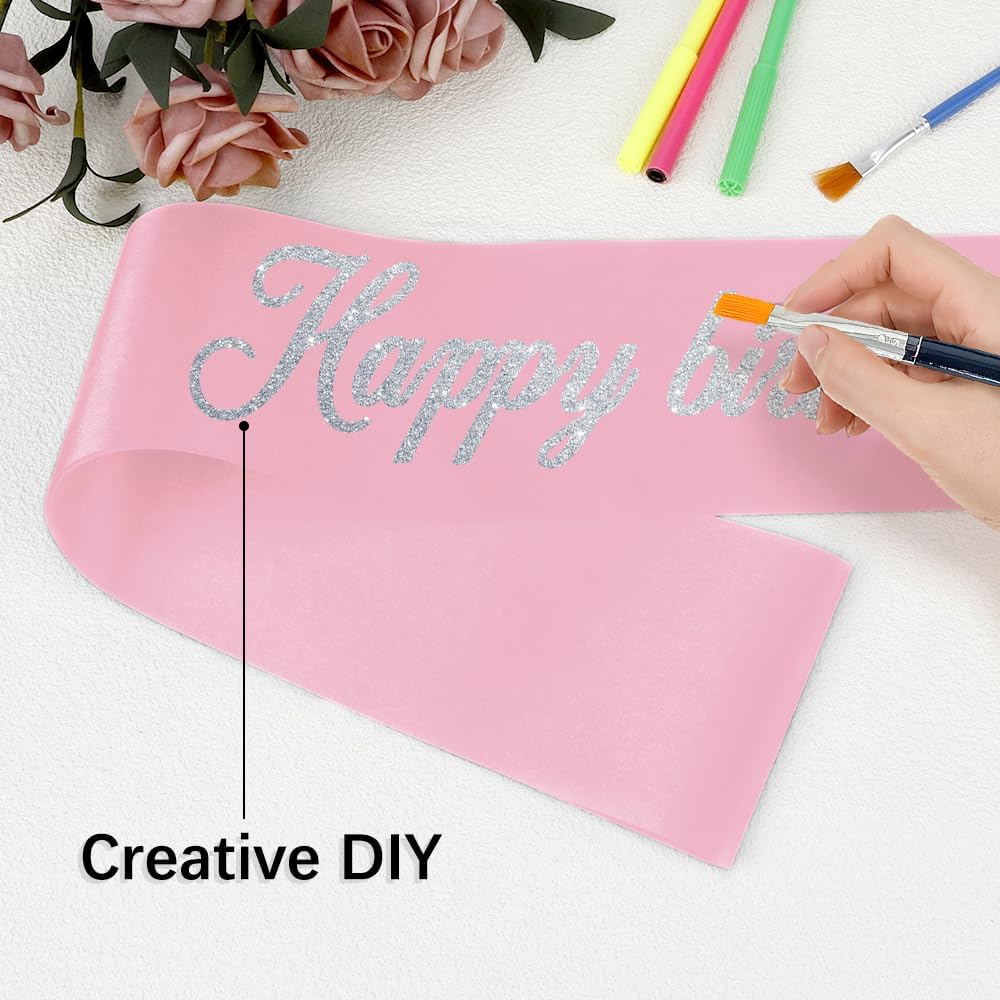 Blank Satin Sash Homecoming Court Sashes Mom To Be Sash House Party Favors 12pcs Pink Sashes For Birthday, Graduation, Weeding, Beauty Pageant, Homecoming, Senior Night, Girls Trip Make Your Own Sahes