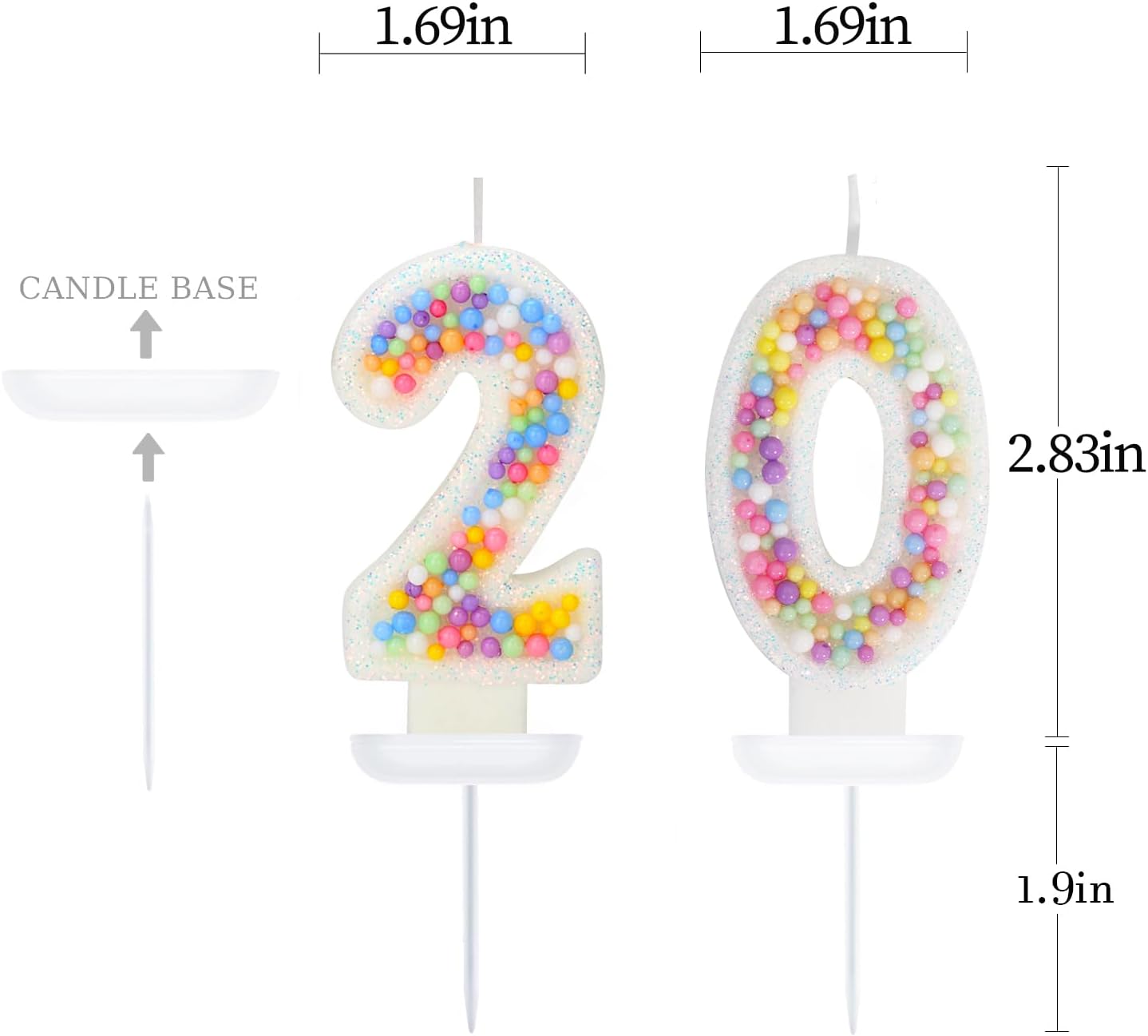 20th Birthday Candle for Cake, Colorful Macaron Numeral Candles for Boys/Girls, Theme Birthday Party Cake Decorations, Cake Topper for Birthday Party Supplies (Number 20)