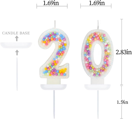 20th Birthday Candle for Cake, Colorful Macaron Numeral Candles for Boys/Girls, Theme Birthday Party Cake Decorations, Cake Topper for Birthday Party Supplies (Number 20)