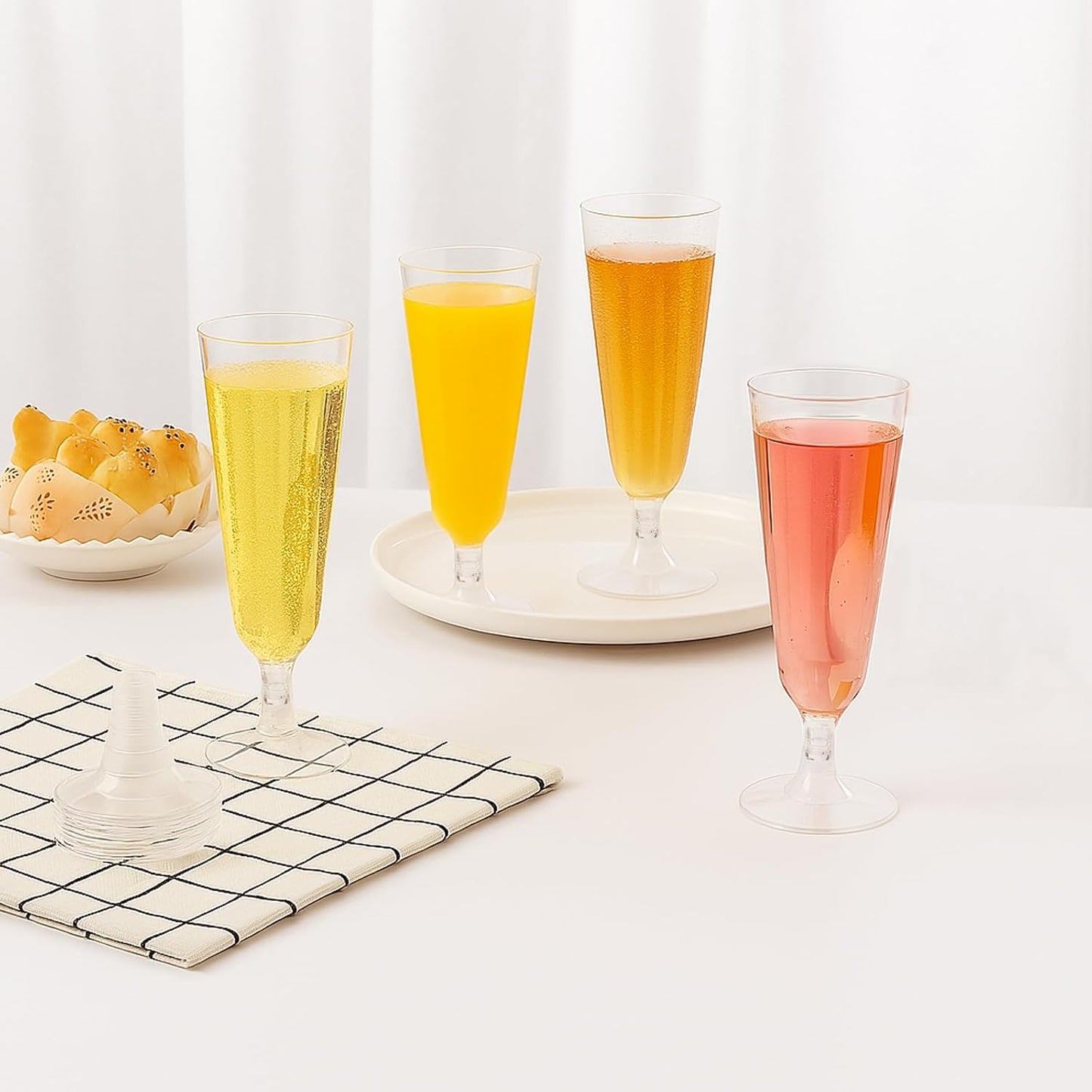 100 Pack Clear Plastic Champagne Flutes, 5 Oz Disposable Champagne Glasses, Unbreakable Acrylic Mimosa Glasses Wedding Cocktail Cups for Engagement Birthday Graduation Party Decorations Supplies