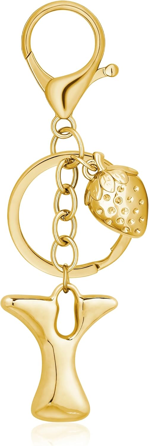 Gold Bubble Heart Initial Bag Charms for Handbags – Cute Initial Letter Keychain for Women, Purse Charms, Gold Gift