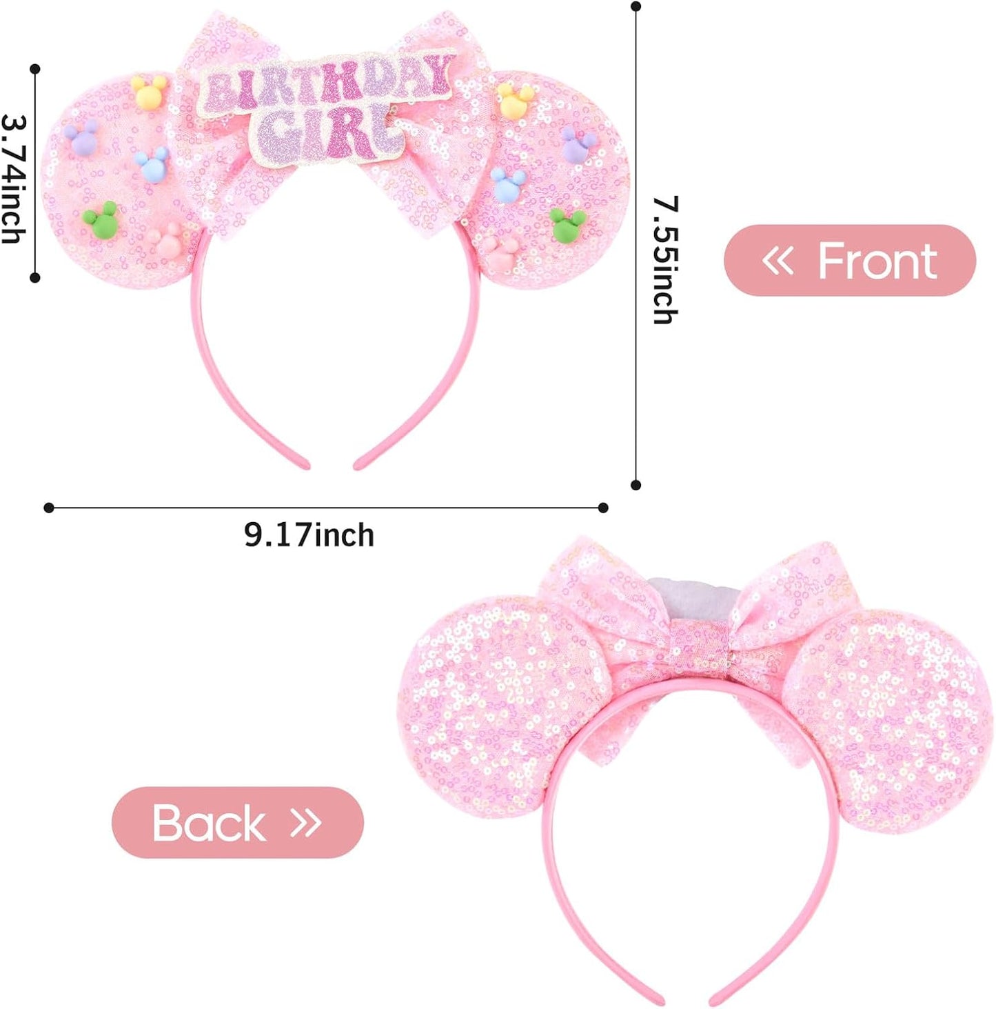 FANYITY Mouse Ears, Sequin Mouse Ears Headband for Girls Women Halloween Birthday Party